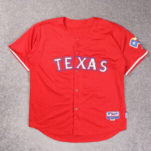 Texas Rangers Baseball Mitch Moreland #18 Size 50 Red Full Button Up Jersey